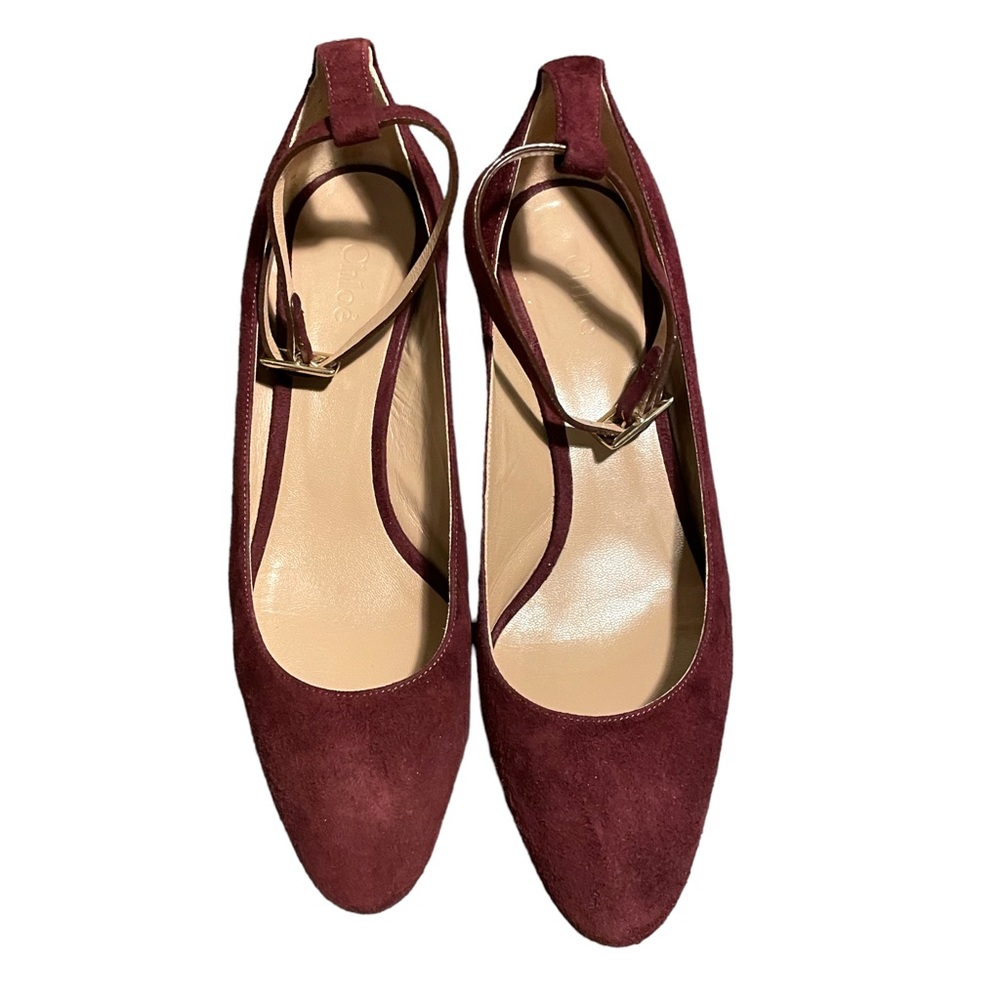 Chloe Burgundy Suede Ankle Strap Low Heel
Heaven Mary Jane Pumps 39